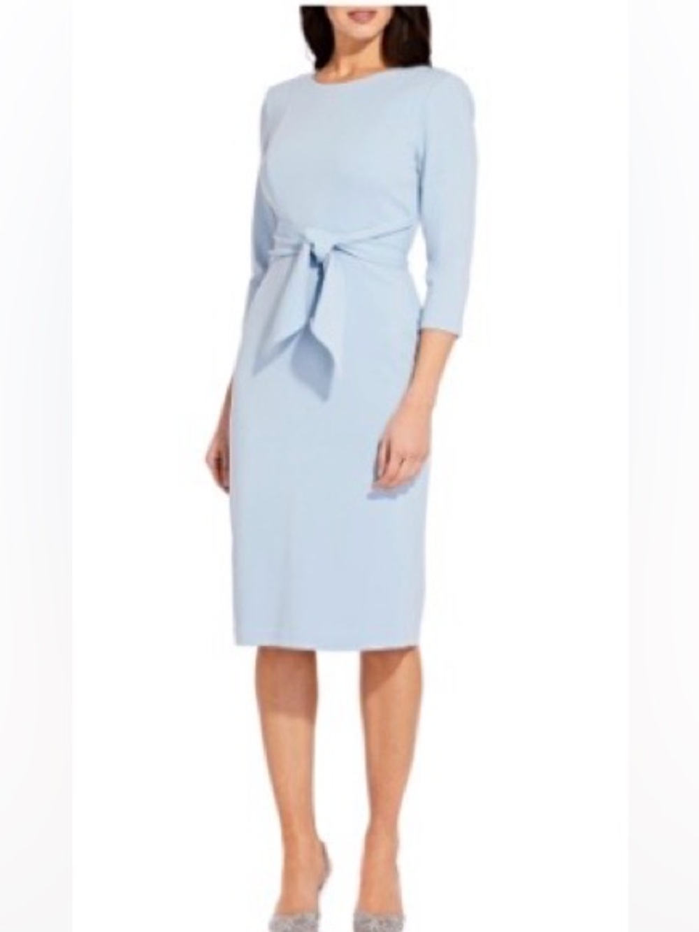 Adrianna Papell Tie Waist Crepe Sheath Dress